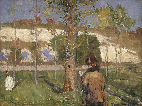 Madame Sisley on the banks of the Loing at Moret, John Peter Russell
